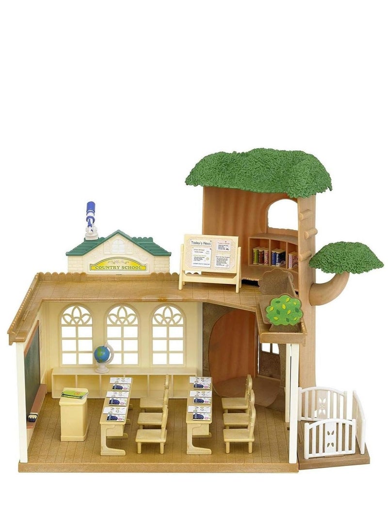 Country Tree School Playset - Educational Toy Schoolhouse with Doll Figurines and Accessories