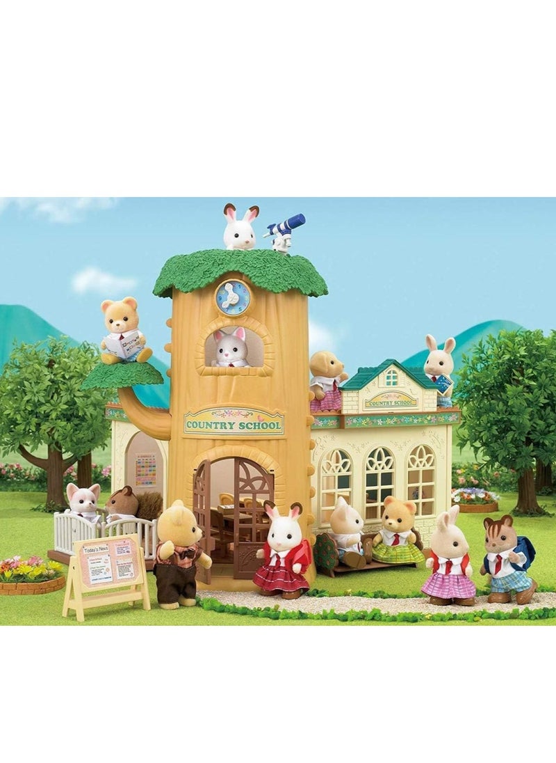 Country Tree School Playset - Educational Toy Schoolhouse with Doll Figurines and Accessories