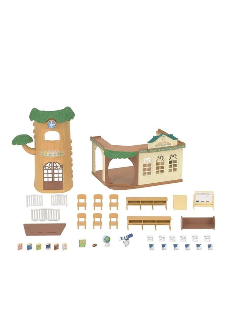 Country Tree School Playset - Educational Toy Schoolhouse with Doll Figurines and Accessories