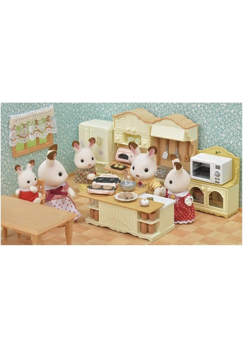 Kitchen Island Playset - Kitchen Toy Set with Island and Accessories for Dollhouses