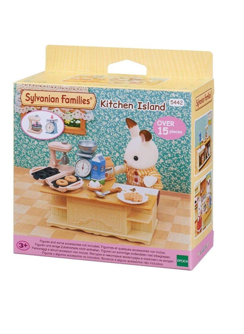 Kitchen Island Playset - Kitchen Toy Set with Island and Accessories for Dollhouses