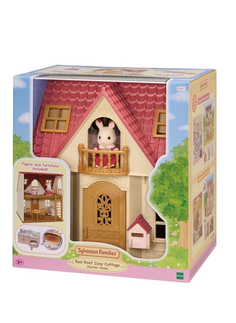 Cosy Cottage Starter Home Playset - Dollhouse with Furniture and Accessories