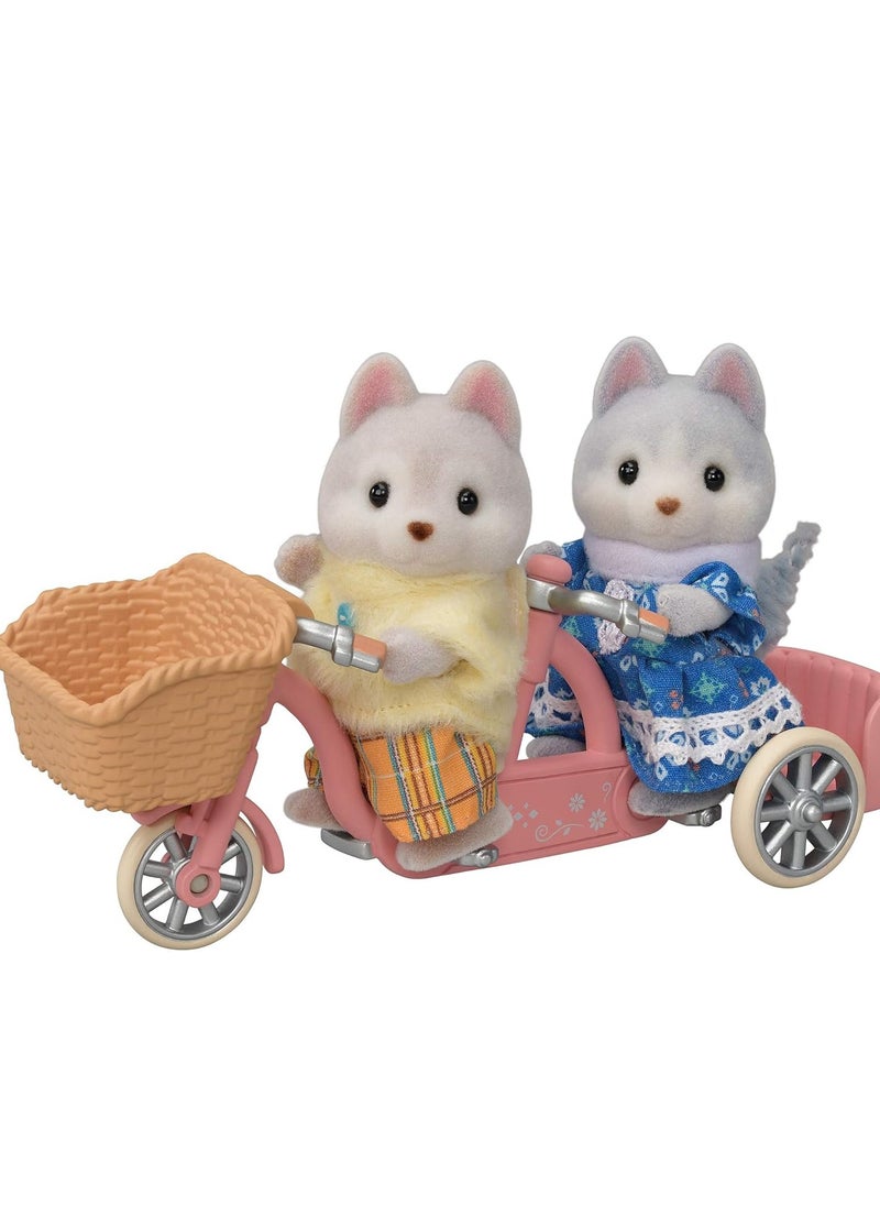 Tandem Cycling Playset - Doll Sister and Brother with Tandem Bicycle for Roleplay