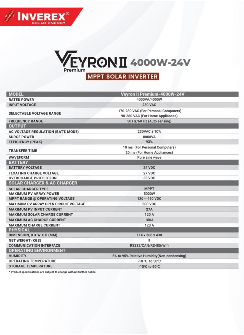 VEYRON 4KW HYBRID INVERTER