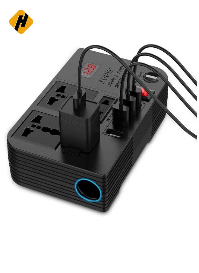 300W Car Inverter: Power Up Your Devices with 12V/24V DC to 220V AC Conversion and 4 Quick Charge USB Ports