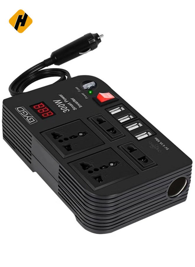 Unlock Your Power: 300W Car Inverter with 4 Fast Charging USB Ports and Dual AC Sockets—Perfect for Road Trips