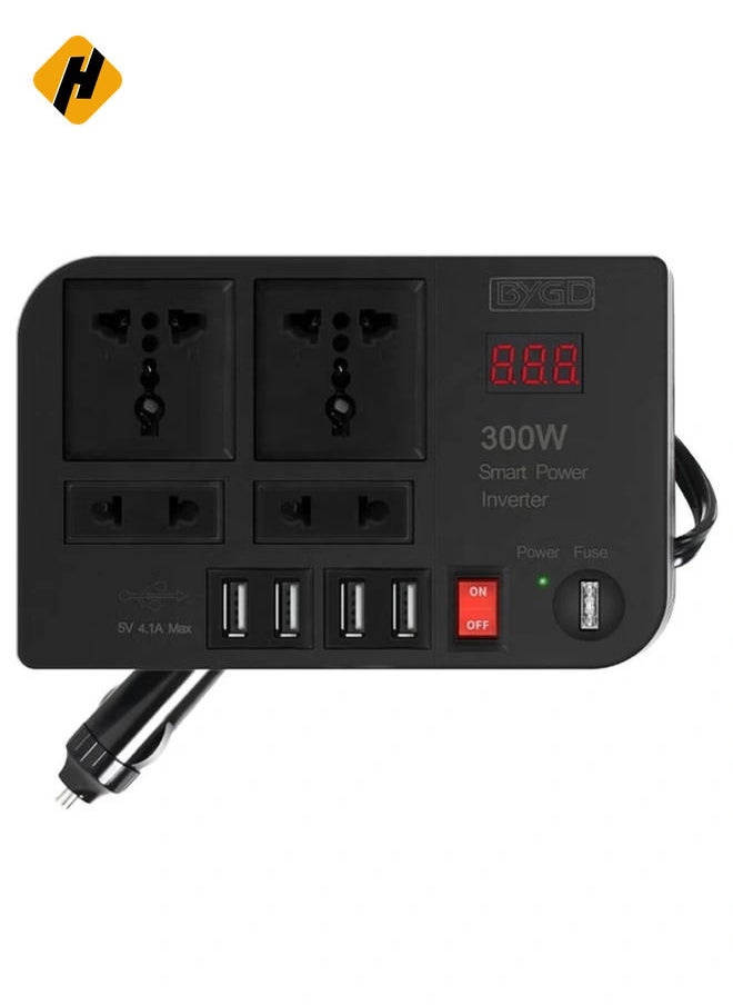 Unlock Your Power: 300W Car Inverter with 4 Fast Charging USB Ports and Dual AC Sockets—Perfect for Road Trips