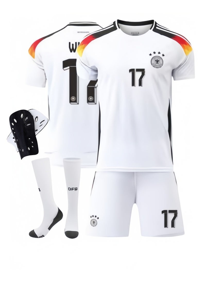 4-Piece Adult NO. 17 Soccer Uniform Breathable Outdoor Sportswear (Unisex)