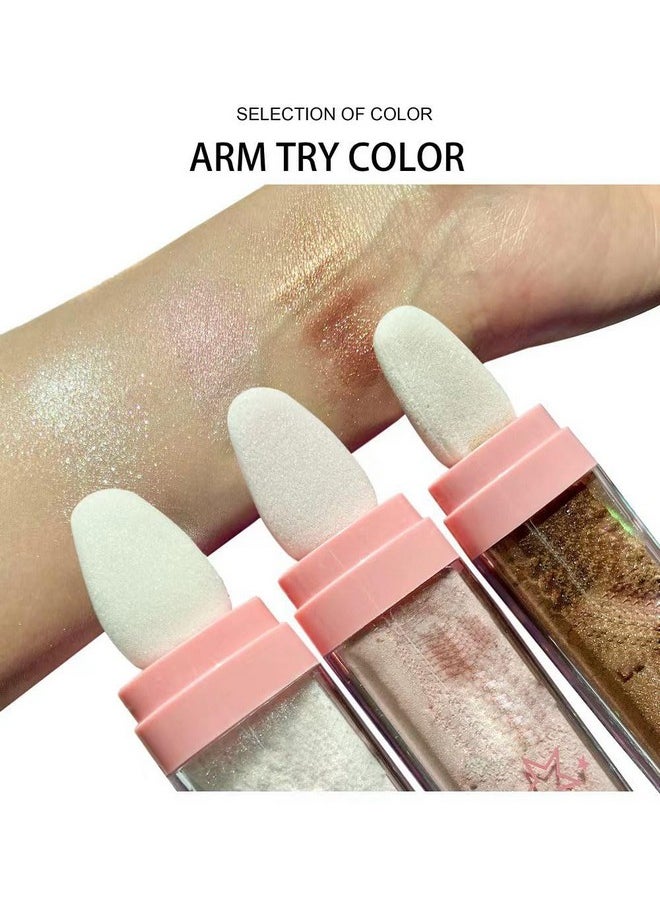 3 Color Glitter Powder Highlighter Makeup, Body Brightens The Natural Three-Dimensional Face Blusher Fairy Highlight Patting Powder.