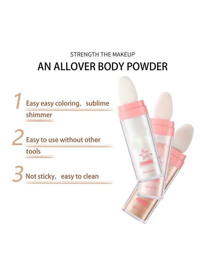 Glitter Powder Highlighter Makeup, Body Brightens The Natural Three-Dimensional Face Blusher Fairy Highlight Patting Powder. (01#White Moonbeam)