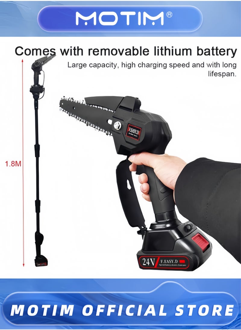 Electric High-Branch Saw Rechargeable High-Altitude Lithium Chainsaw Extension Rod High-Branch Electric Chain Saw Lithium Trimming Handheld Chainsaw