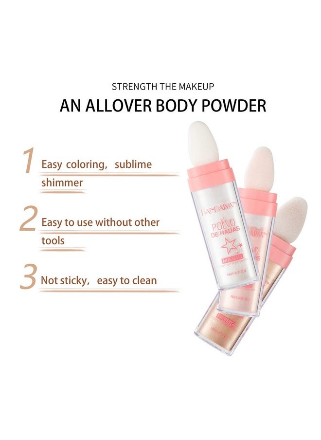 Body Glitter, Fairy Polvo De Hadas Shimmer Face Highlighter Powder & Blush Stick, Instant Glow Luminizer Duo, Glitter Face Hair High Gloss, Sparkle Smudge-Proof Highlighter Stick Party Makeup (#02 Fairy Pink)