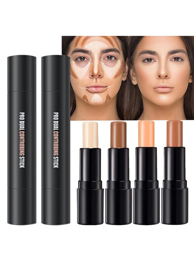 4 Colors Cream Contour Sticks Makeup Kit, Primer Face Highlighter Contouring For Beginners, Highlight And Contour Kit, Cream Concealer Makeup Blur Stick, Primer Face Corrector 1#,3#