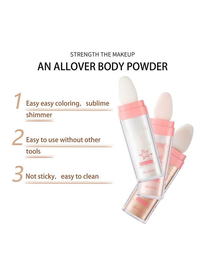 Glitter Powder Highlighter Makeup, Body Brightens The Natural Three-Dimensional Face Blusher Patting Powder Highlighter. (01# White Moonbeam)