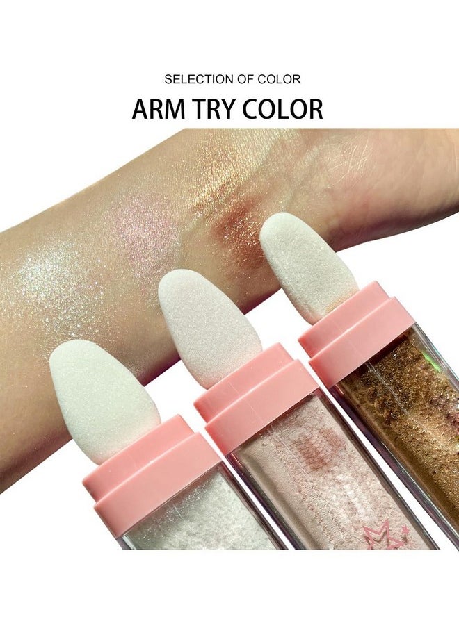 3 Color Glitter Powder Highlighter Makeup,Body Brightens The Natural Three-Dimensional Face Blusher Patting Glitter Powder Highlighter Makeup (01# 02#03#)