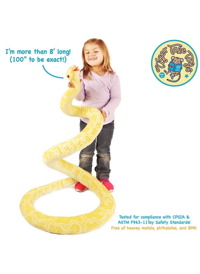 Alba The Albino Burmese Python - 100 Inch Long Stuffed Animal Plush Snake - By Tigerhart Toys