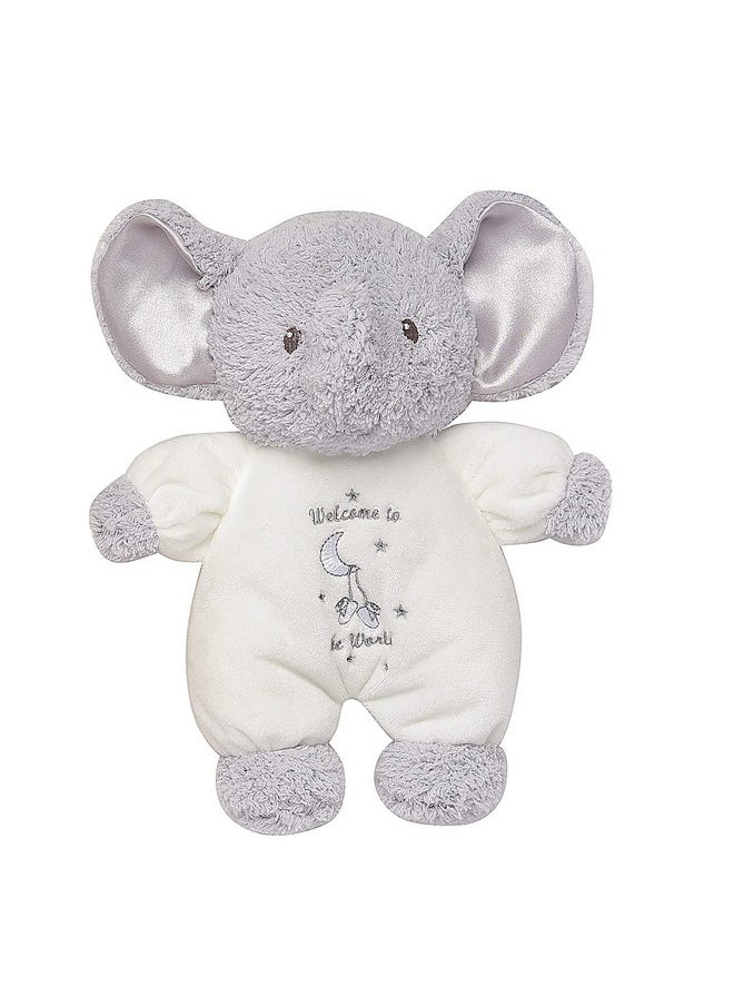 Little Me Plush Elephant Rattle With Welcome To The World Embroidery (White, 9 Inch)