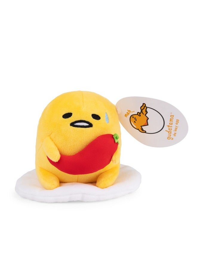 Sanrio Gudetama The Lazy Egg Stuffed Animal, Spicy Gudetama Plush Toy For Ages 1 And Up, 5”