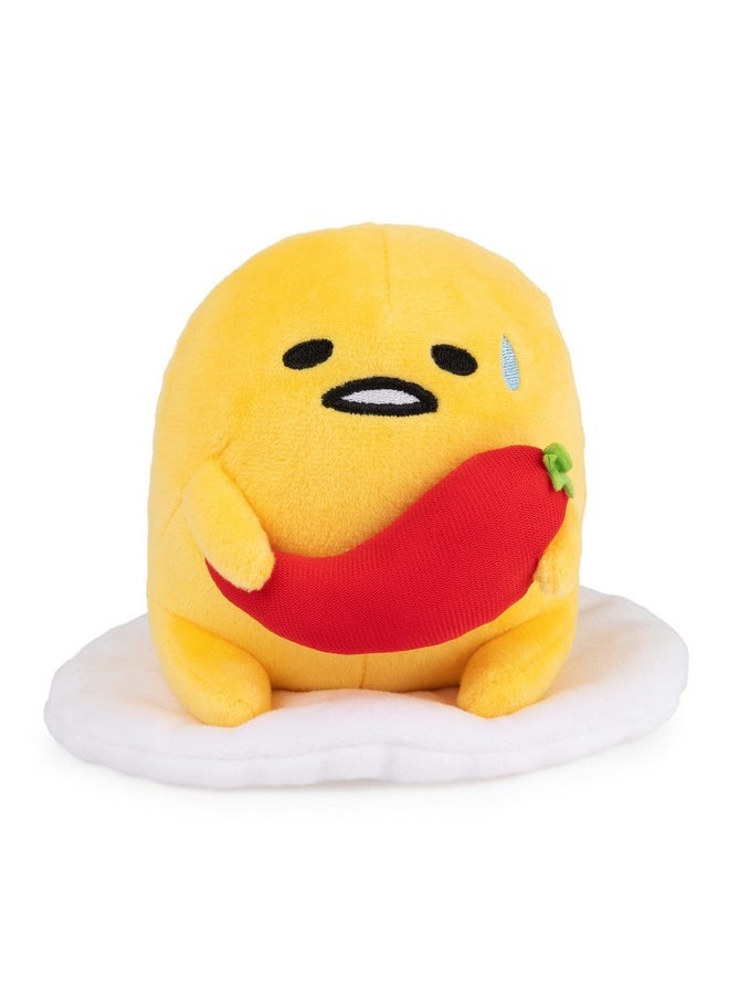 Sanrio Gudetama The Lazy Egg Stuffed Animal, Spicy Gudetama Plush Toy For Ages 1 And Up, 5”