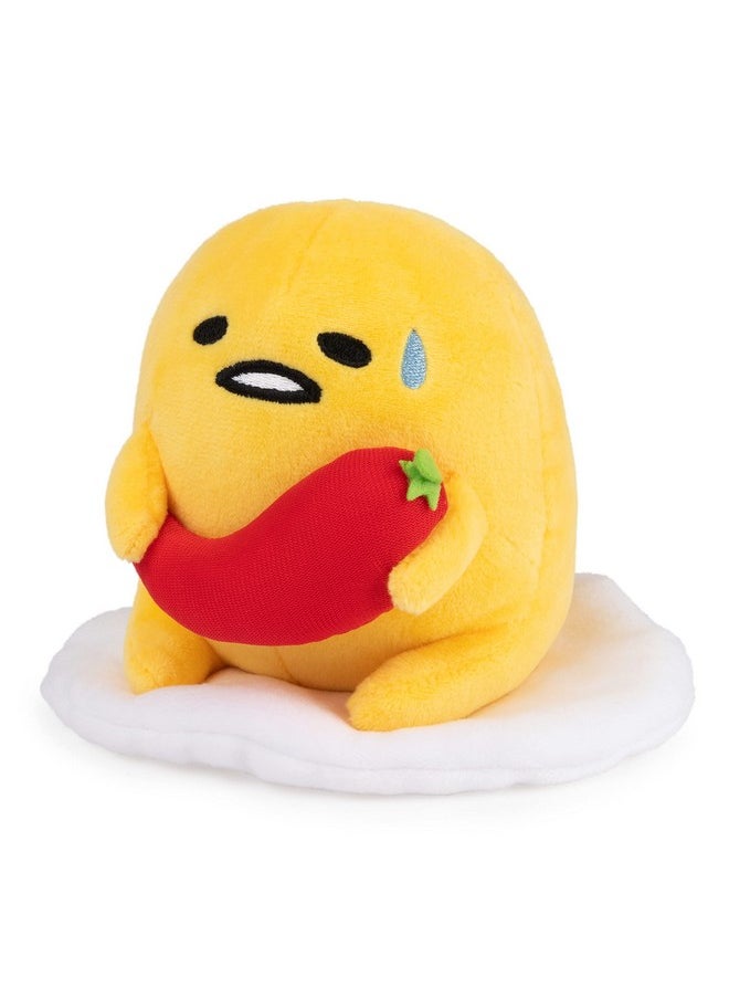 Sanrio Gudetama The Lazy Egg Stuffed Animal, Spicy Gudetama Plush Toy For Ages 1 And Up, 5”