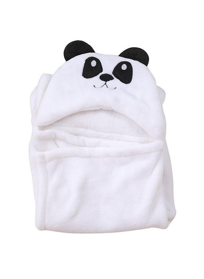 Newborn Combo Of Furry Glacier Hooded Smily Baby Blanket And Premium Glacier Hooded Baby Wrapper(Pack Of 2; White Panda & Rani)