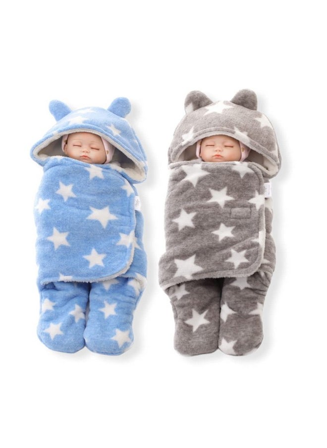 Fleece Baby Blankets New Born Combo Pack Of Baby Wearable Wrapper Baby Sleeping Bag For Baby Boys, Baby Girls, Babies (70Cm X 30Cm, 0-6 Months), Grey