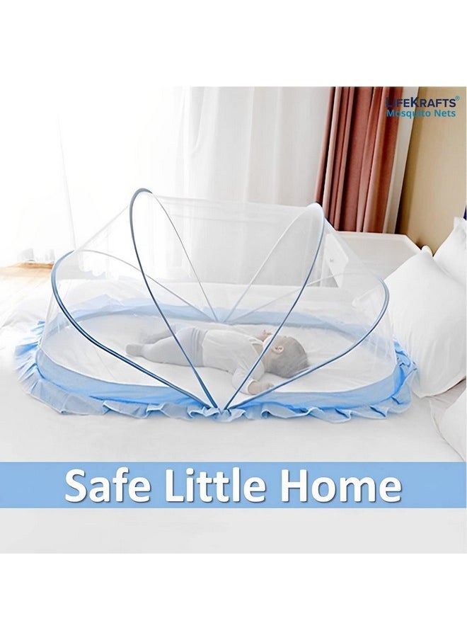 Foldable Baby Mosquito Net, Bottomless Net For Infants, For Safe & Easy Use | Ensures Your Baby'S Safe Sleep 135 X 65 X 65Cms, For Babies & Toddlers (0 To 24 Months) - Blue