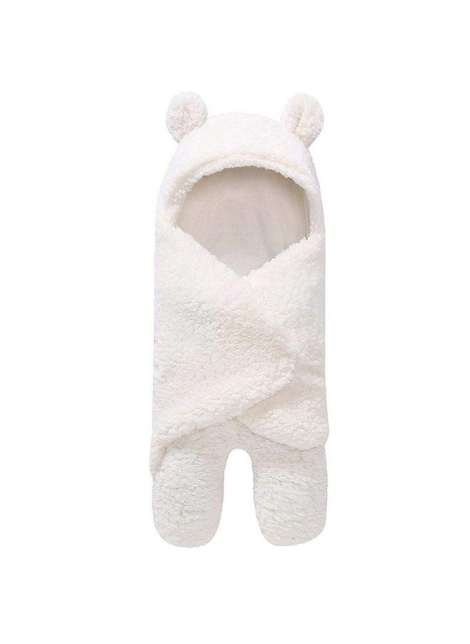 Baby Boy'S And Baby Girl'S Hooded Wearable Baby Blanket Cum Baby Wrapper Blanket Combo Of 2 (White, Blue, 0-6 Months )