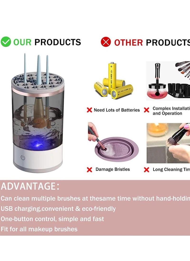 Electric Makeup Brush Cleaner | Portable USB Automatic Cosmetic Brush Cleaner | Makeup Brush Cleaning Machine for All Sizes | Rotating Brush Cleaner | Cosmetic Cleaning Tool | Easy to Use