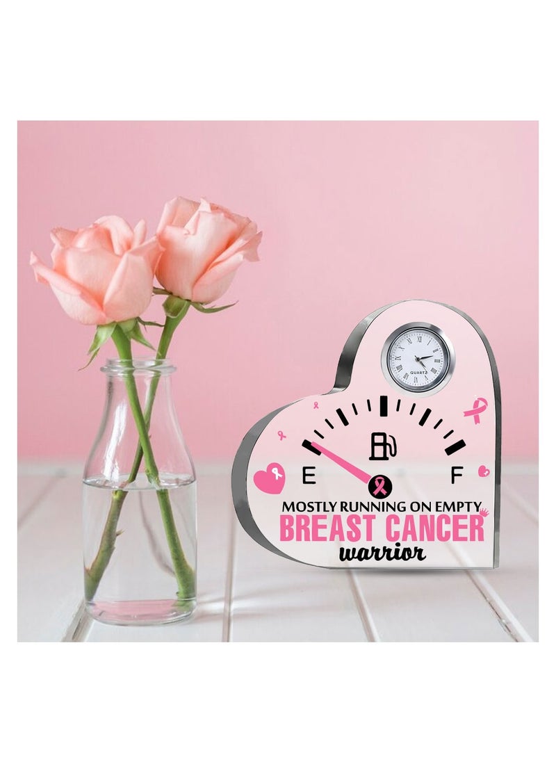 BreastCancer Awareness Heart-Shaped Crystal With Clock-Gifts For BreastCancer-Pink Cancer Awareness Gifts-BreastCancer Awareness Clock