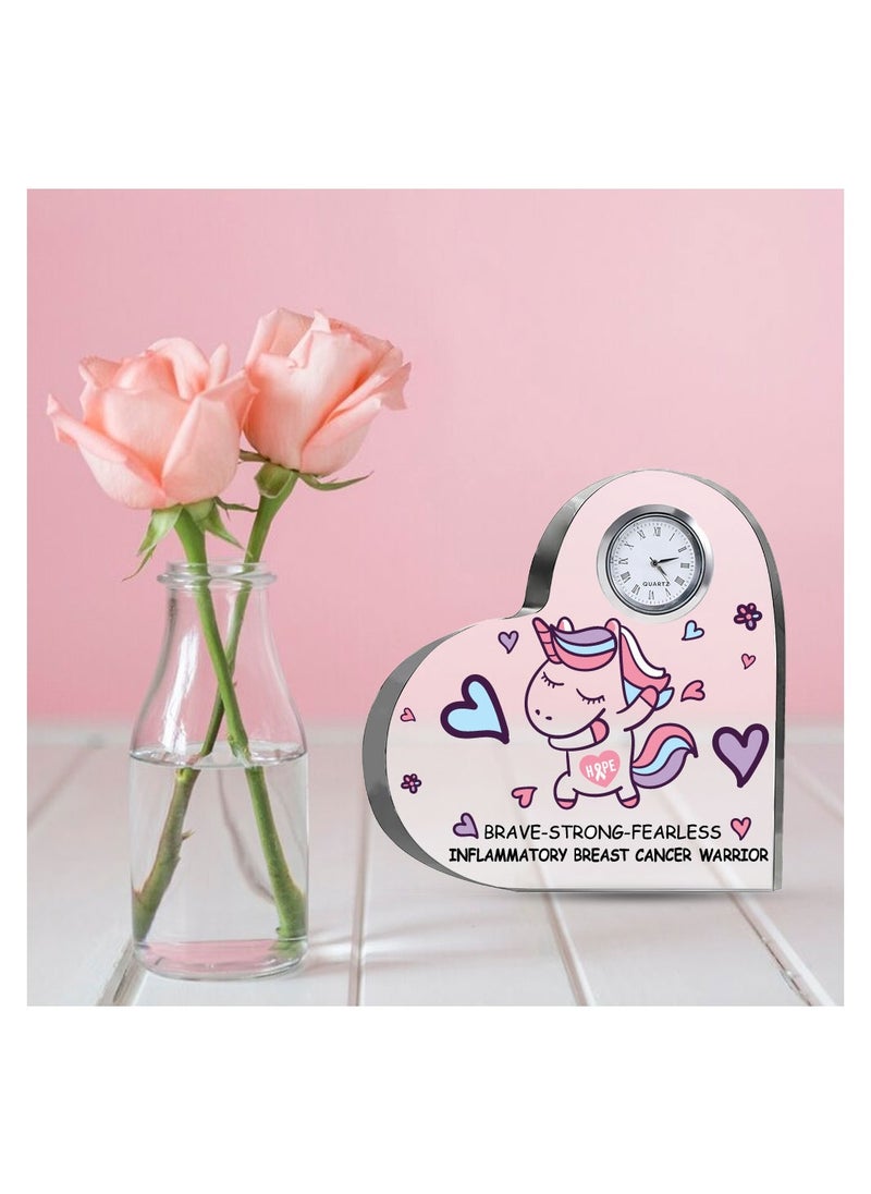 PinkCancer Awareness Heart-Shaped Crystal With Clock-Gifts For PinkCancer Awareness Gifts-PinkCancer Awareness Clock