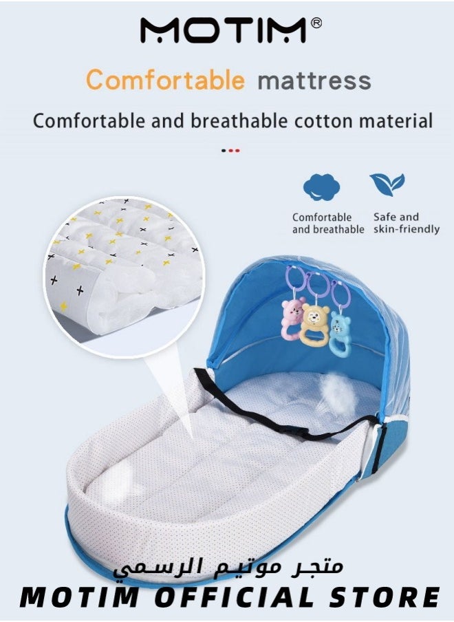 Convenient Folding Anti-Pressure Crib Medium Bed Newborn Isolation Bionic Travel Crib with Adjustable Head Support for 0-12 Months Baby