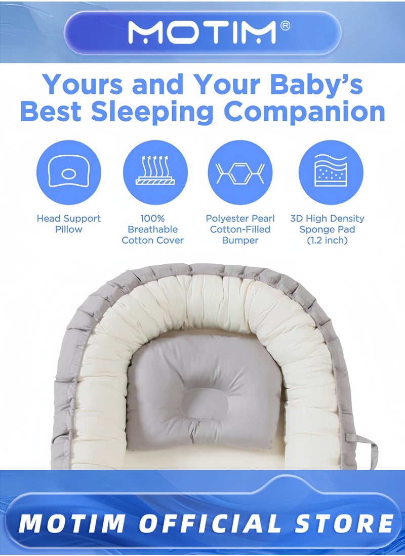 Newborn Baby Lounger Breathable Detachable Sleeping Cushion Bed Multifunctional Pods Portable Crib for Bedroom or Travel Infants Lounger