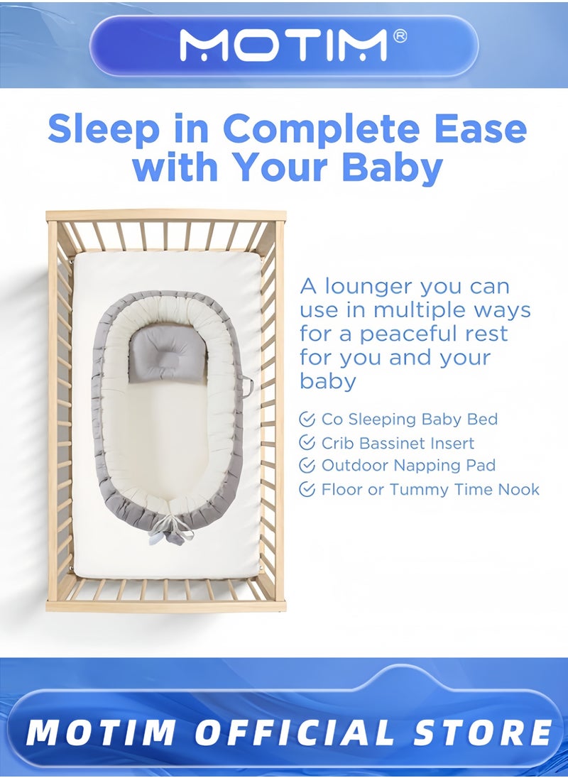 Newborn Baby Lounger Breathable Detachable Sleeping Cushion Bed Multifunctional Pods Portable Crib for Bedroom or Travel Infants Lounger