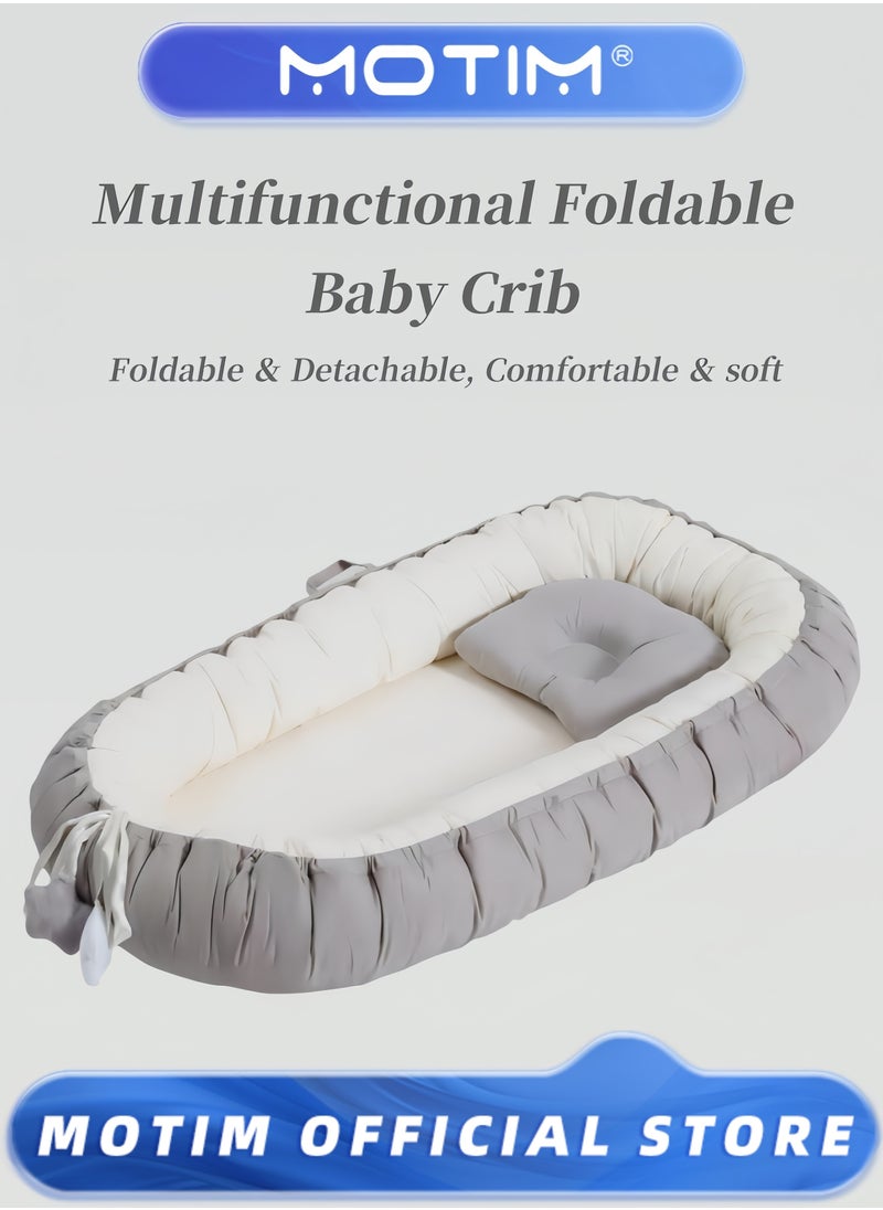 Newborn Baby Lounger Breathable Detachable Sleeping Cushion Bed Multifunctional Pods Portable Crib for Bedroom or Travel Infants Lounger