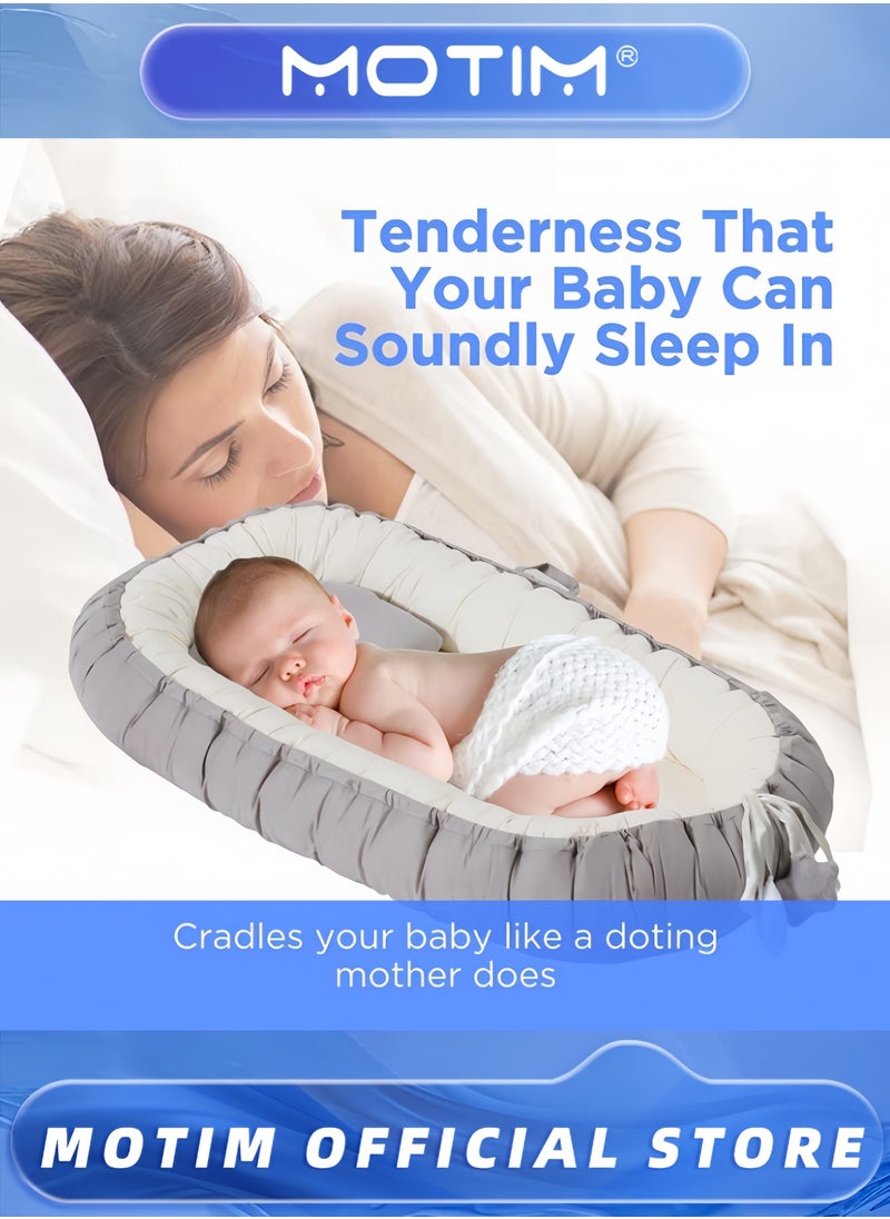 Newborn Baby Lounger Breathable Detachable Sleeping Cushion Bed Multifunctional Pods Portable Crib for Bedroom or Travel Infants Lounger