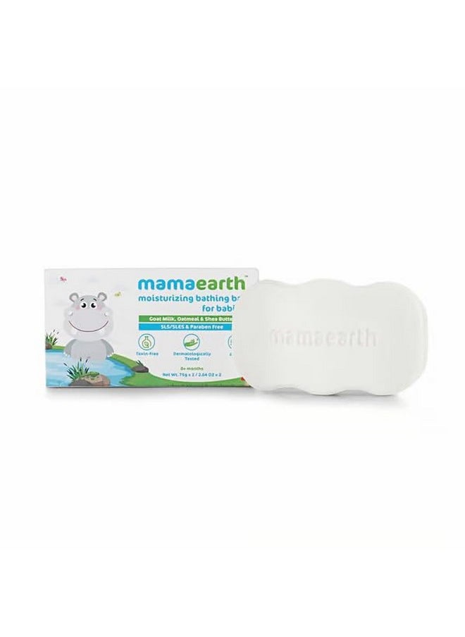 Moisturizing Bathing Bar Soap For Babies - 75G (Pack Of 4) | Infused With Goat Milk, Oatmeal & Shea Butter | Cleanses Gently, Retains Moisture, Ph Balanced At 5.5