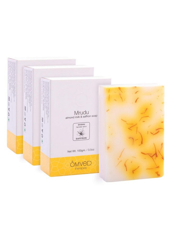 Mrudu Almond Milk And Saffron Nourishing Ayurvedic Baby Soap - 100G (Pack Of 3)