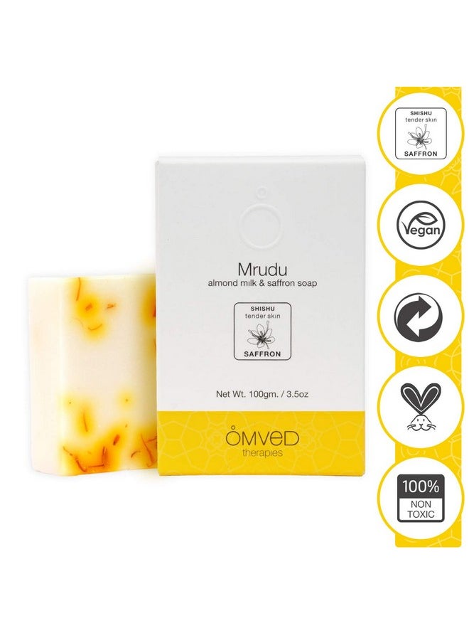 Mrudu Almond Milk And Saffron Nourishing Ayurvedic Baby Soap - 100G (Pack Of 3)