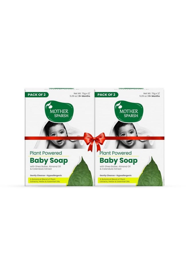 Plant Powered Natural Baby Soap - Pack Of 4X75Gms | Hypoallergenic & Tear-Free Soap For Babies, Newborns