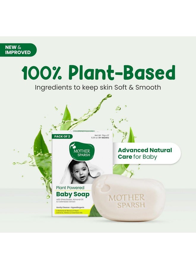 Plant Powered Natural Baby Soap - Pack Of 4X75Gms | Hypoallergenic & Tear-Free Soap For Babies, Newborns