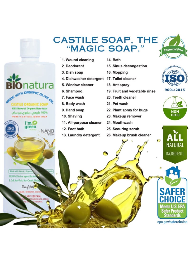 BioNatura Organic Castile Liquid Soap Made from Olive oil;