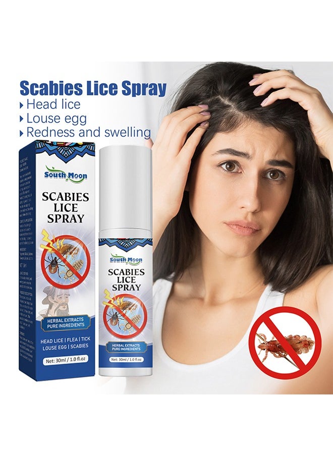 Scabies Lice Spray - For Kids & Adults, Easy Use Lice Spray Kills Head Lice, Eggs, Super Lice on Contact, Includes Metal Lice Comb, Multiple Treatments, 30ml