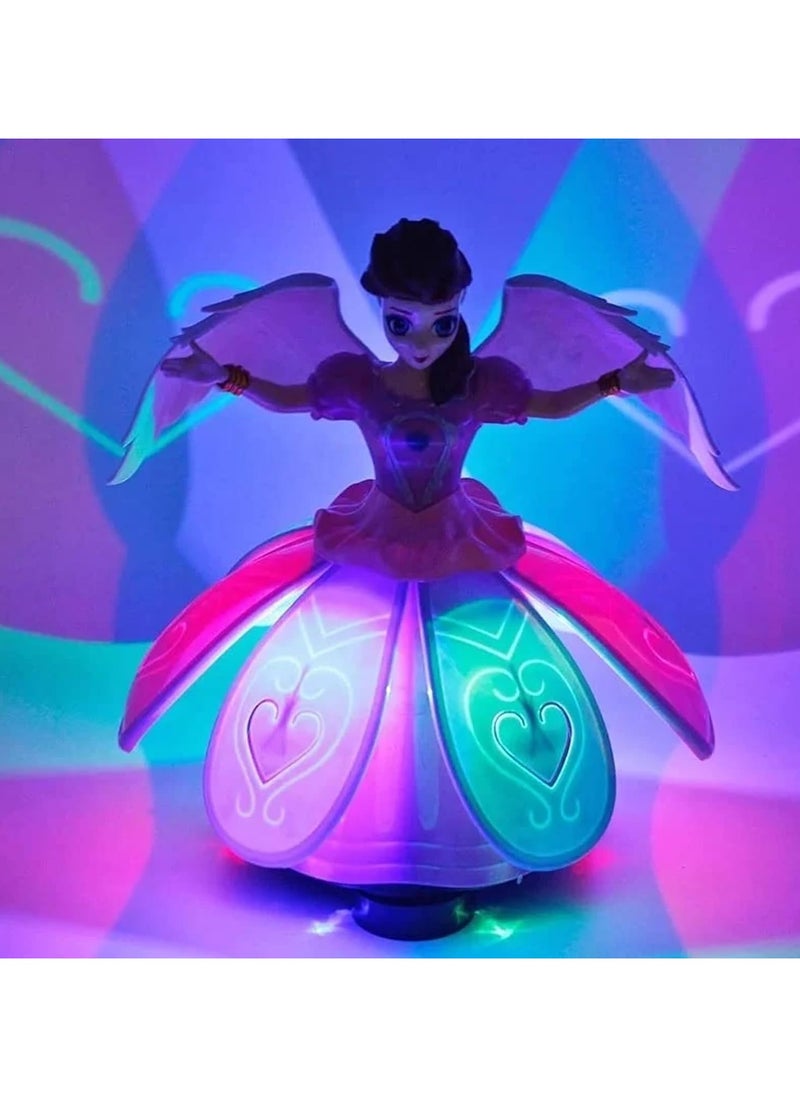 Fairy Princess Dolls Toys Dancing Rotating Singing Musical Toy for Girls Battery Operated Bump-N-Go with Colourful LED Lights