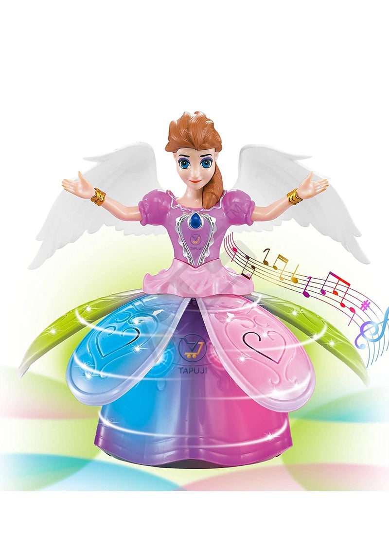 Fairy Princess Dolls Toys Dancing Rotating Singing Musical Toy for Girls Battery Operated Bump-N-Go with Colourful LED Lights