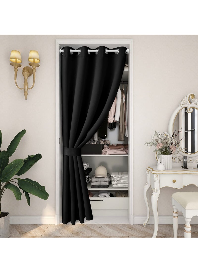 1 Panel Blackout Curtains,Darkening Curtains Decorative Thread Foil Blackout Curtains, Thermal Insulated Room Darkening Curtains for Bedroom Living Room 214x132 cm