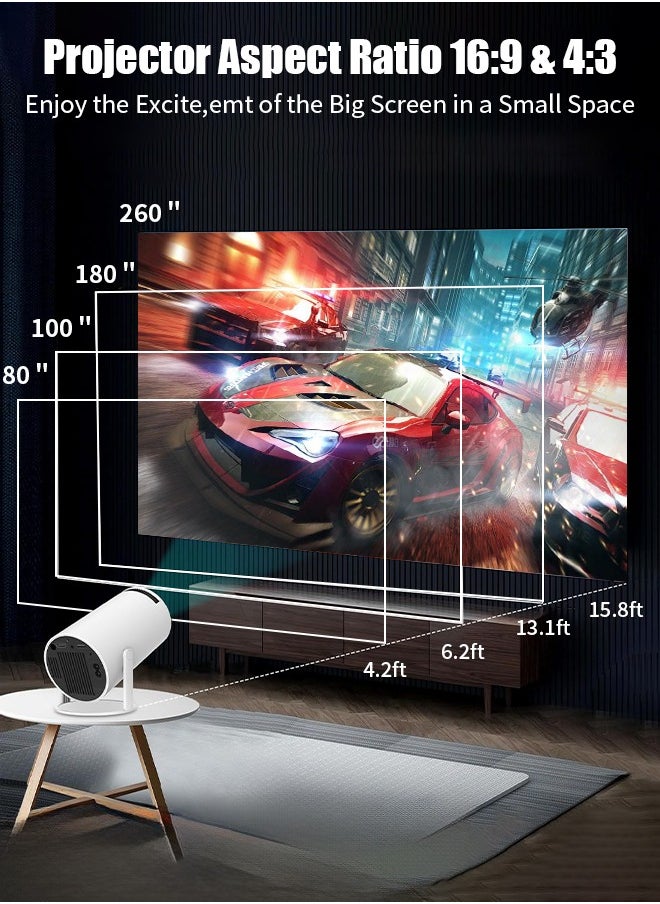 X3 Mini Portable Projector 5G Wifi 6 BT 5.2 Android 11 Projector 4K 1080P Full HD Support 13000 Lumens Horizontal Keystone Correction Auto Led Projector 180°Rotating Projector