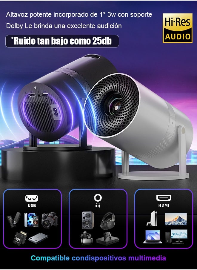 X3 Mini Portable Projector 5G Wifi 6 BT 5.2 Android 11 Projector 4K 1080P Full HD Support 13000 Lumens Horizontal Keystone Correction Auto Led Projector 180°Rotating Projector