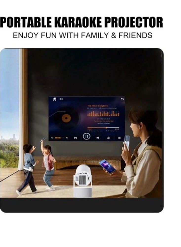 KTV Projector with 2 Wireless Microphones and Speaker 1080P/4K Portable Projector