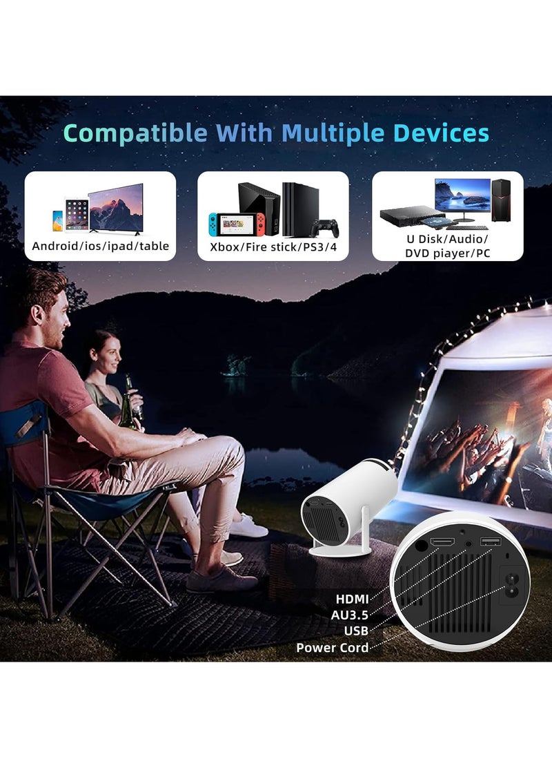 Immersive 4K Smart Portable Projector Built-In Speakers, Screen Mirroring, and Advanced Connectivity Features for HD Home Cinema Experience